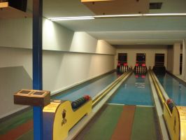 Blick auf die Kegelbahnen