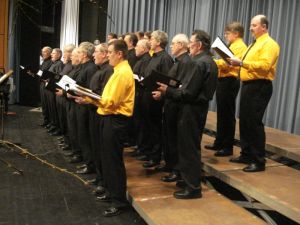 Die Sänger von STIMMGABEL und OBLIGATO bei ihrem gemeinsamen Auftritt