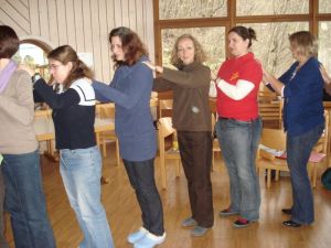 Aufwärmübungen beim Einsingen